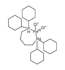 Palladium, [1,1'-(1,4-butanediyl)bis[1,1-dicyclohexylphosphine-κP]]dichloro-, (SP-4-2) Structure