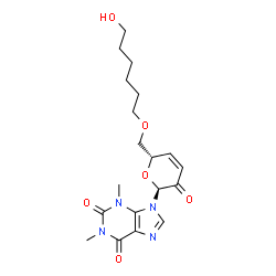 7-(3,4-dideoxy-6-O-(6-hydroxyhexyl)hex-3-enopyranosyl-2-ulose)theophylline Structure