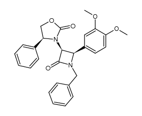 (3S,4R)-1-benzyl-3-[2-oxo-4(S)-phenyloxazolidinyl]-4-(3,4-dimethoxyphenyl)azetidin-2-one Structure
