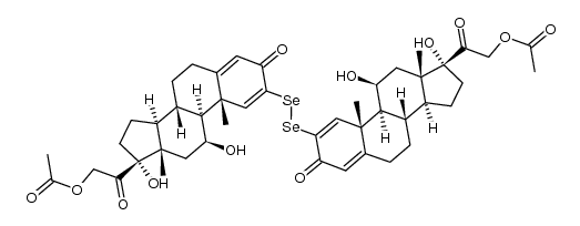 21,21'-diacetoxy-11β,17,11'β,17'-tetrahydroxy-2,2'-diselanediyl-bis-pregna-1,4-diene-3,20-dione结构式