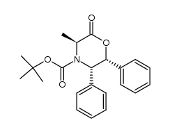 (3S,5S,6R)-4-(tert-butyloxycarbonyl)-5,6-diphenyl-3-methyl-2,3,5,6-tetrahydro-4H-1,4-oxazin-2-one结构式