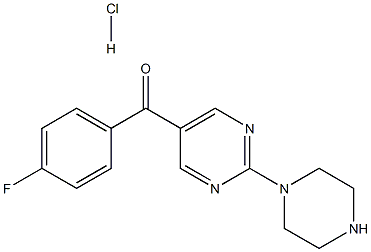 (4-fluorophenyl)(2-(piperazin-1-yl)pyrimidin-5-yl)methanone hydrochloride Structure