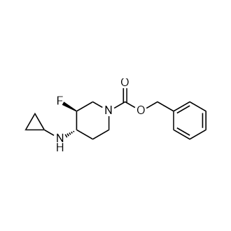 (3S,4S)-4-(环丙基氨基)-3-氟哌啶-1-羧酸苯甲酯结构式