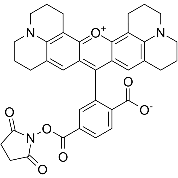 6-羧基-X-罗丹明琥珀酰亚胺酯结构式
