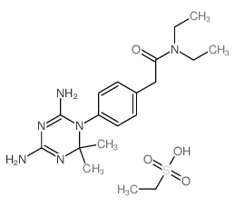 2-[4-(4,6-diamino-2,2-dimethyl-1,3,5-triazin-1-yl)phenyl]-N,N-diethyl-acetamide; ethanesulfonic acid Structure