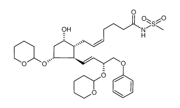 (Z)-7-((1R,2R,3R,5S)-5-hydroxy-2-((3R,E)-4-phenoxy-3-((tetrahydro-2H-pyran-2-yl)oxy)but-1-en-1-yl)-3-((tetrahydro-2H-pyran-2-yl)oxy)cyclopentyl)-N-(methylsulfonyl)hept-5-enamide结构式
