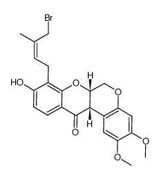 (6aS,12aS)-8-(4-bromo-3-methylbut-2-en-1-yl)-9-hydroxy-2,3-dimethoxy-6,6a-dihydrochromeno[3,4-b]chromen-12(12aH)-one结构式