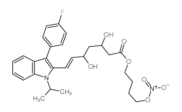 7-[3-(4-fluorophenyl)-1-(1-methylethyl)-1h-indol-2-yl]-3,5-dihydroxy-4-(nitrooxy)butyl ester, 6-heptenoic acid picture