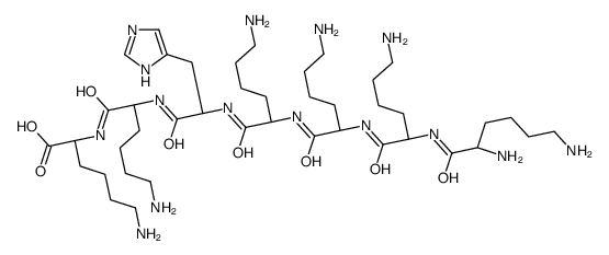 (2S)-6-amino-2-[[(2S)-6-amino-2-[[(2S)-2-[[(2S)-6-amino-2-[[(2S)-6-amino-2-[[(2S)-6-amino-2-[[(2S)-2,6-diaminohexanoyl]amino]hexanoyl]amino]hexanoyl]amino]hexanoyl]amino]-3-(1H-imidazol-5-yl)propanoyl]amino]hexanoyl]amino]hexanoic acid Structure