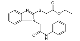 Acetic acid, 2-[[1-[2-oxo-2-(phenylamino)ethyl]-1H-benzimidazol-2-yl]thio]-, ethyl ester结构式