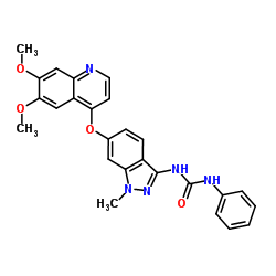 1-{6-[(6,7-Dimethoxy-4-quinolinyl)oxy]-1-methyl-1H-indazol-3-yl}-3-phenylurea结构式