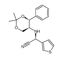 (2S)-(+)-2-((4S,5S)-(2,2-Dimethyl-4-phenyl-1,3-dioxan-5-yl)amino)-2-(3-thienyl)acetonitril Structure