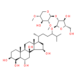 24-[[2-O-(2-O,4-O-Dimethyl-β-D-xylopyranosyl)-α-L-arabinofuranosyl]oxy]-5α-cholestane-3β,4β,6α,8,15β-pentaol Structure
