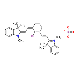 2-(2-[2-氯-3-([1,3-二氢-1,3,3-三甲基-2H-吲哚-2-亚基]乙亚基)-1-环己烯-1-基]乙烯基)-1,3,3-三甲基-3H-吲哚高氯酸盐结构式