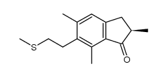 (R)-2,5,7-trimethyl-6-(2-(methylthio)ethyl)-2,3-dihydro-1H-inden-1-one结构式