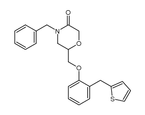 4-benzyl-6-(2-thiophen-2-ylmethyl-phenoxymethyl)-morpholin-3-one结构式
