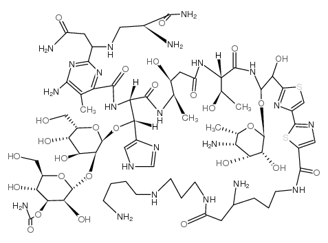 Bleomycinamide,N1-[4-amino-6-[[3-[(4-aminobutyl)amino]propyl]amino]-6-oxohexyl]-13-[(4-amino-4,6-dideoxy-a-L-talopyranosyl)oxy]-19-demethyl-12-hydroxy- picture