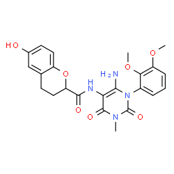2H-1-Benzopyran-2-carboxamide,N-[6-amino-1-(2,3-dimethoxyphenyl)-1,2,3,4-tetrahydro-3-methyl-2,4-dioxo-5-pyrimidinyl]-3,4-dihydro-6-hydroxy- Structure