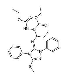 5-[1-(N,N'-diethoxycarbonylhydrazino)-propyl-imino]-3-methylthio-1,4-diphenyl-Δ2-1,2,4-triazoline结构式