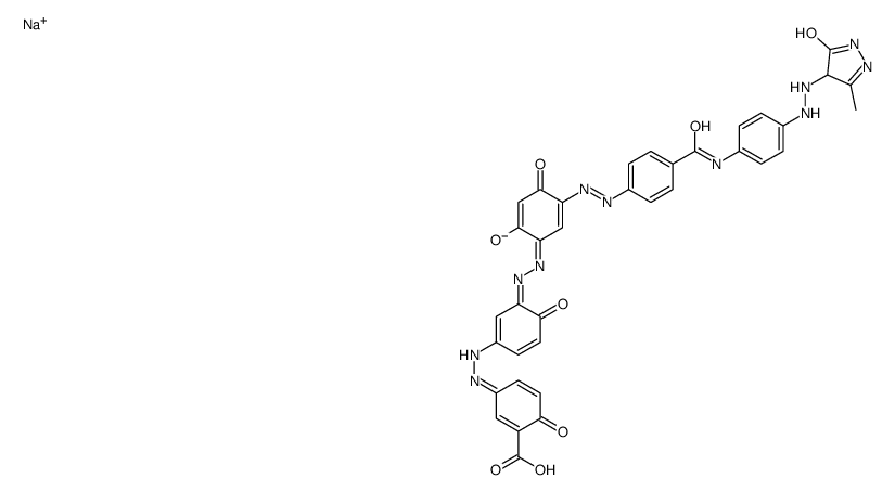 sodium,(3E)-3-[[(3Z)-3-[(Z)-[2-hydroxy-5-[[4-[[4-[2-(3-methyl-5-oxo-1,4-dihydropyrazol-4-yl)hydrazinyl]phenyl]carbamoyl]phenyl]diazenyl]-4-oxocyclohexa-2,5-dien-1-ylidene]hydrazinylidene]-4-oxocyclohexa-1,5-dien-1-yl]hydrazinylidene]-6-oxocyclohexa-1,4-di Structure