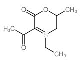 3-Acetyl-4-ethyl-6-methyl-5,6-dihydro-2H-1,4lambda~4~-oxathiin-2-one structure