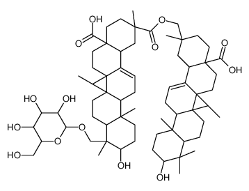 2-[[4a-carboxy-10-hydroxy-2,6a,6b,9,12a-pentamethyl-9-[[3,4,5-trihydroxy-6-(hydroxymethyl)oxan-2-yl]oxymethyl]-1,3,4,5,6,6a,7,8,8a,10,11,12,13,14b-tetradecahydropicene-2-carbonyl]oxymethyl]-10-hydroxy-2,6a,6b,9,9,12a-hexamethyl-1,3,4,5,6,6a,7,8,8a,10,11,1 Structure