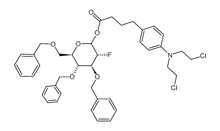 3,4,6-tri-O-benzyl-2-deoxy-2-fluoro-D-glucopyranosyl 4-{4-[bis(2-chloroethyl)amino]phenyl}butyrate Structure