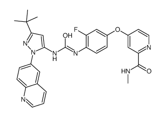 4-[4-[(5-tert-butyl-2-quinolin-6-ylpyrazol-3-yl)carbamoylamino]-3-fluorophenoxy]-N-methylpyridine-2-carboxamide,4-methylbenzenesulfonic acid结构式