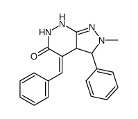 4-benzylidene-2,3,3a,4,6,7-hexahydro-2-methyl-3-phenyl-5H-pyrazolo<3,4-c>pyridazine-5-one结构式