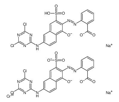 Chromium(3+) sodium hydrogen 2-[(E)-{6-[(4,6-dichloro-1,3,5-triaz in-2-yl)amino]-1-oxido-3-sulfonato-2-naphthyl}diazenyl]benzoate ( 1:2:1:2) Structure