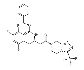 (R)-benzyl (4-oxo-4-(3-(trifluoromethyl)-5,6-dihydro-[1,2,4]triazolo[4,3-a]pyrazin-7(8H)-yl)-1-(2,4,5-trifluorophenyl)butan-2-yl)carbamate structure