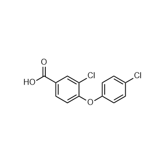 3-氯-4-(4-氯苯氧基)苯甲酸结构式