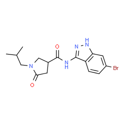 N-(6-bromo-1H-indazol-3-yl)-1-(2-methylpropyl)-5-oxopyrrolidine-3-carboxamide结构式