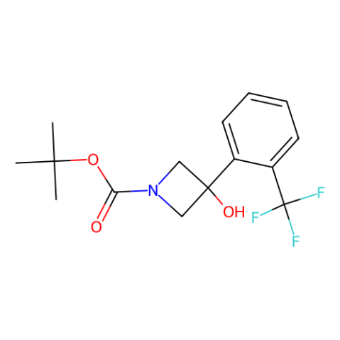 3-羟基-3-[2-(三氟甲基)苯基]氮杂环丁烷-1-甲酸叔丁酯结构式