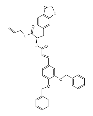 (R,E)-1-(allyloxy)-3-(benzo[d][1,3]dioxol-5-yl)-1-oxopropan-2-yl 3-(3,4-bis(benzyloxy)phenyl)acrylate Structure
