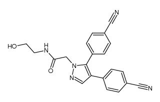 2-[4,5-Bis(4-cyanophenyl)-1H-pyrazol-1-yl]-N-(2-hydroxyethyl)-acetamide结构式
