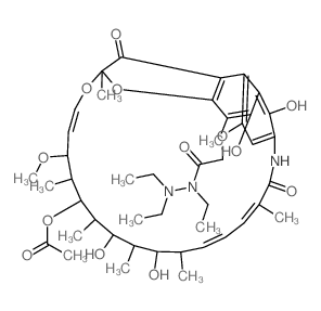 Acetic acid, [[1,2-dihydro-5,6,17,19,21-pentahydroxy-23-methoxy-2, 4,12,16,18,20,22-heptamethyl-1,11-dioxo-2,7-(epoxypentadeca[1,11, 13]trienimino)naphtho[2,1-b]furan-9-yl]oxy]-, 21-acetate, 1,2, 2-tr structure
