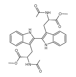 (2S,2'S)-dimethyl 3,3'-(1H,1'H-[2,2'-biindole]-3,3'-diyl)bis(2-acetamidopropanoate)结构式