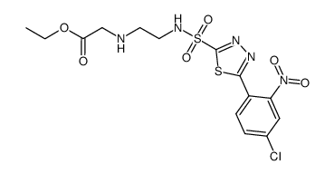N-{2-[5-(4-chloro-2-nitrophenyl)-1,3,4-thiadiazole-2-sulfonylamino]-ethyl}-glycine ethyl ester结构式