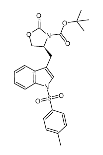 2-oxo-4-[1-(toluene-4-sulfonyl)-1H-indol-3-ylmethyl]-oxazolidine-3-carboxylic acid tert-butyl ester Structure