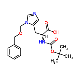 N-叔丁氧羰基-N'-苄氧甲基-L-组氨酸结构式