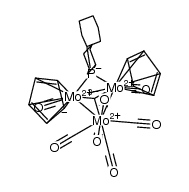 [Mo3(η5-cyclopentadienyl)2(μ3-methylidyne)(μ-dicyclohexylphosphide)(CO)7]结构式