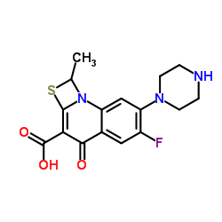 6-氟-7-哌嗪-1-甲基-4-氧代-[1,3]硫氮杂环[3,2-a]喹啉-3-羧酸结构式
