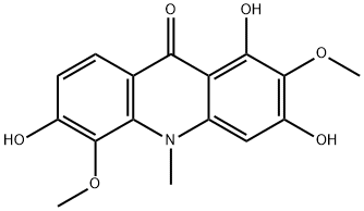 9(10H)-Acridinone, 1,3,6-trihydroxy-2,5-dimethoxy-10-methyl- Structure