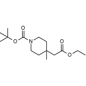 4-(2-乙氧基-2-氧乙基)-4-甲基哌啶-1-羧酸叔丁酯结构式
