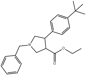 反式-1-苄基-4-(4-(叔丁基)苯基)吡咯烷-3-羧酸乙酯结构式