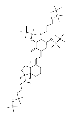 (1β,2α,3α,5Z,7E)-1,3-bis[(1,1-dimethylethyl)dimethylsilyloxy]-2-[3-[(1,1-dimethylethyl)dimethylsilyloxy]propoxy]-25-trimethylsilyloxy-9,10-secocholesta-5,7,10(19)-triene结构式