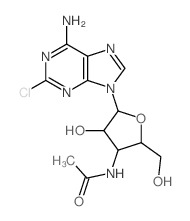 9H-Purin-6-amine,9-[3-(acetylamino)-3-deoxy-a-D-arabinofuranosyl]-2-chloro-结构式