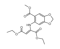 6-(1,2-bis-ethoxycarbonyl-vinylamino)-benzo[1,3]dioxole-5-carboxylic acid methyl ester结构式
