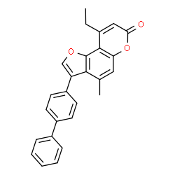 9-ethyl-4-methyl-3-(4-phenylphenyl)furo[2,3-f]chromen-7-one Structure